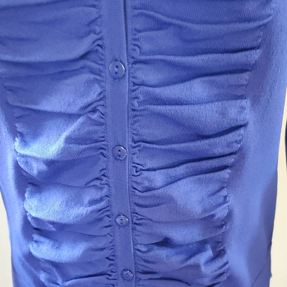 Vibrant Blue Ruched Cardigan - Picture 9 of 11